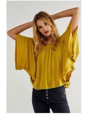 Free People Yellow Flowy Top